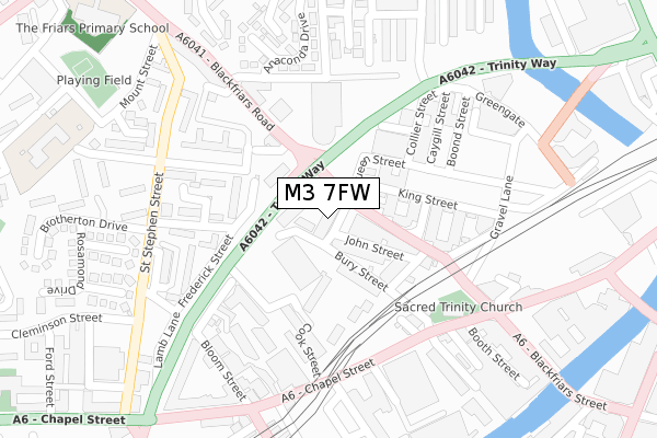 M3 7FW map - large scale - OS Open Zoomstack (Ordnance Survey)