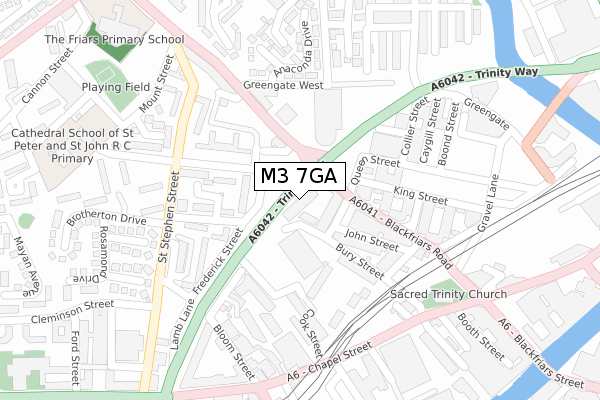 M3 7GA map - large scale - OS Open Zoomstack (Ordnance Survey)