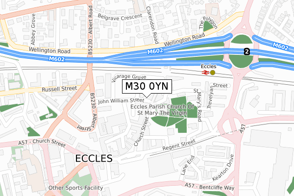 M30 0YN map - large scale - OS Open Zoomstack (Ordnance Survey)