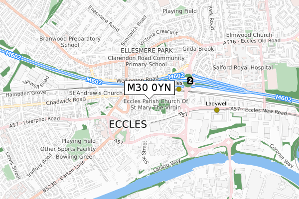 M30 0YN map - small scale - OS Open Zoomstack (Ordnance Survey)