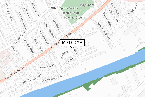 M30 0YR map - large scale - OS Open Zoomstack (Ordnance Survey)