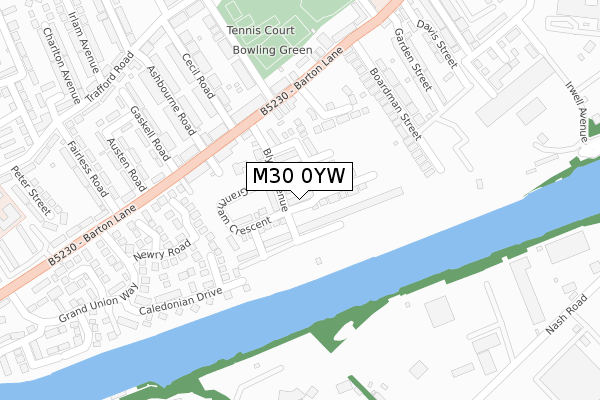 M30 0YW map - large scale - OS Open Zoomstack (Ordnance Survey)