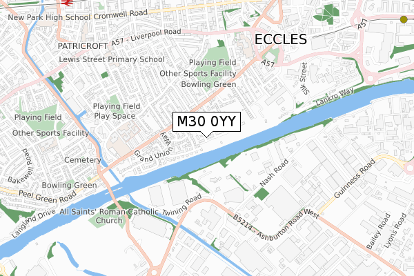 M30 0YY map - small scale - OS Open Zoomstack (Ordnance Survey)