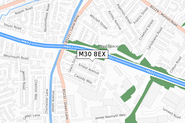 M30 8EX map - large scale - OS Open Zoomstack (Ordnance Survey)