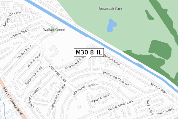 M30 8HL map - large scale - OS Open Zoomstack (Ordnance Survey)