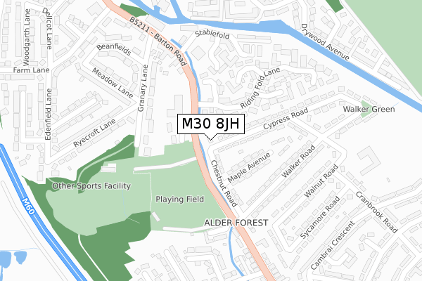 M30 8JH map - large scale - OS Open Zoomstack (Ordnance Survey)