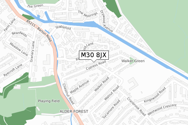 M30 8JX map - large scale - OS Open Zoomstack (Ordnance Survey)