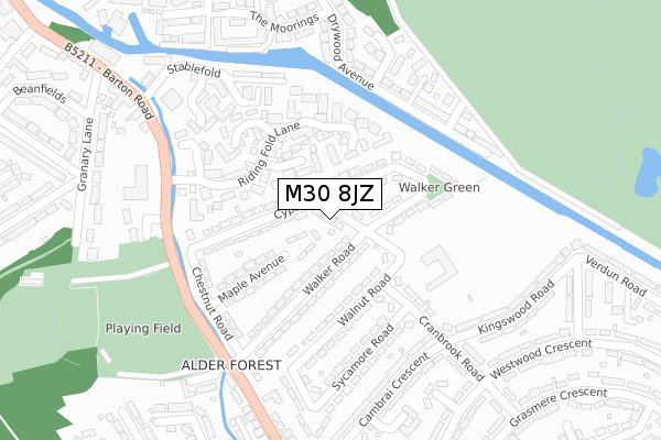 M30 8JZ map - large scale - OS Open Zoomstack (Ordnance Survey)