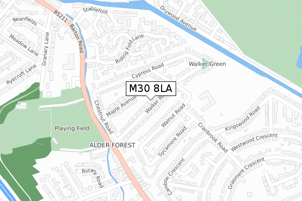 M30 8LA map - large scale - OS Open Zoomstack (Ordnance Survey)