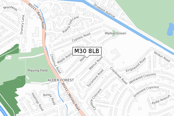 M30 8LB map - large scale - OS Open Zoomstack (Ordnance Survey)