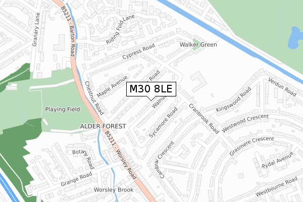 M30 8LE map - large scale - OS Open Zoomstack (Ordnance Survey)