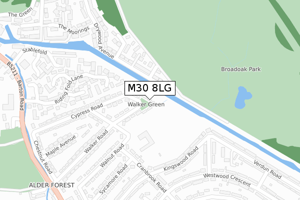 M30 8LG map - large scale - OS Open Zoomstack (Ordnance Survey)