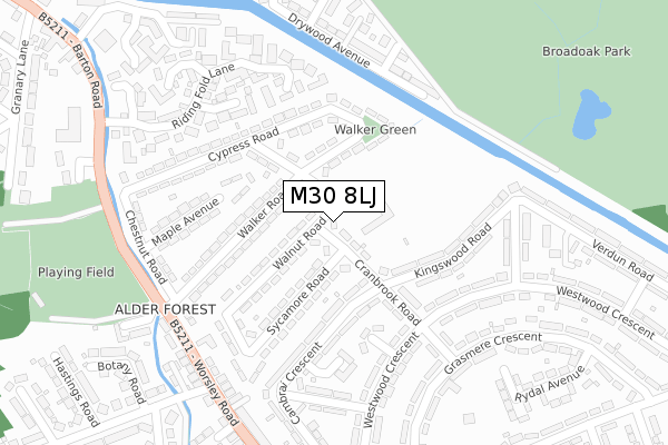 M30 8LJ map - large scale - OS Open Zoomstack (Ordnance Survey)