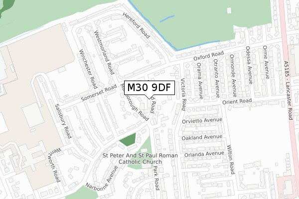 M30 9DF map - large scale - OS Open Zoomstack (Ordnance Survey)