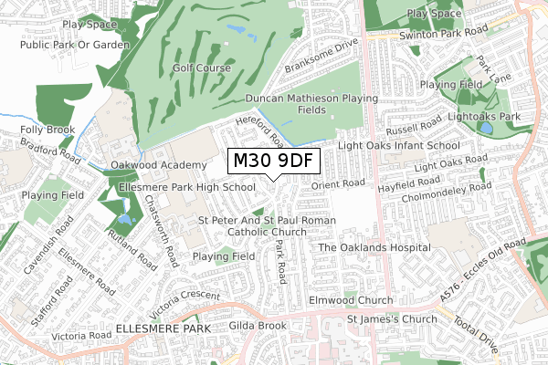 M30 9DF map - small scale - OS Open Zoomstack (Ordnance Survey)