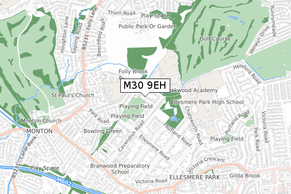 M30 9EH map - small scale - OS Open Zoomstack (Ordnance Survey)