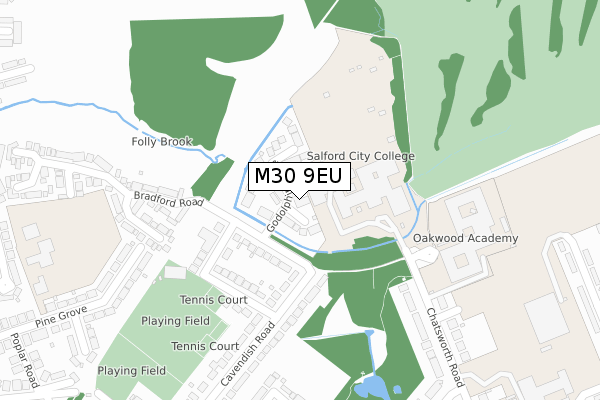 M30 9EU map - large scale - OS Open Zoomstack (Ordnance Survey)