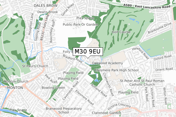 M30 9EU map - small scale - OS Open Zoomstack (Ordnance Survey)