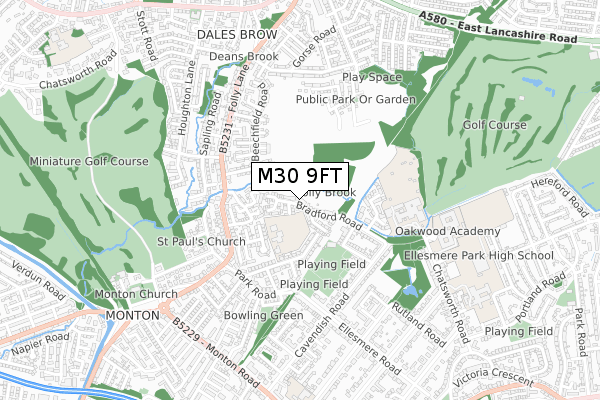 M30 9FT map - small scale - OS Open Zoomstack (Ordnance Survey)