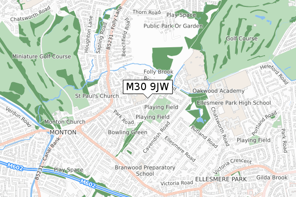 M30 9JW map - small scale - OS Open Zoomstack (Ordnance Survey)