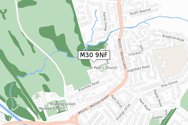 M30 9NF map - large scale - OS Open Zoomstack (Ordnance Survey)