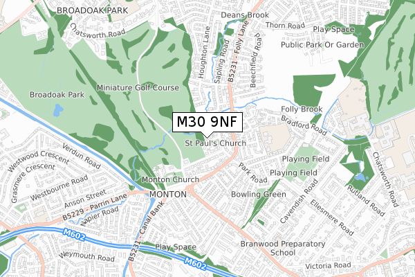 M30 9NF map - small scale - OS Open Zoomstack (Ordnance Survey)