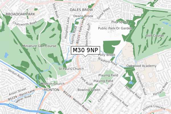 M30 9NP map - small scale - OS Open Zoomstack (Ordnance Survey)