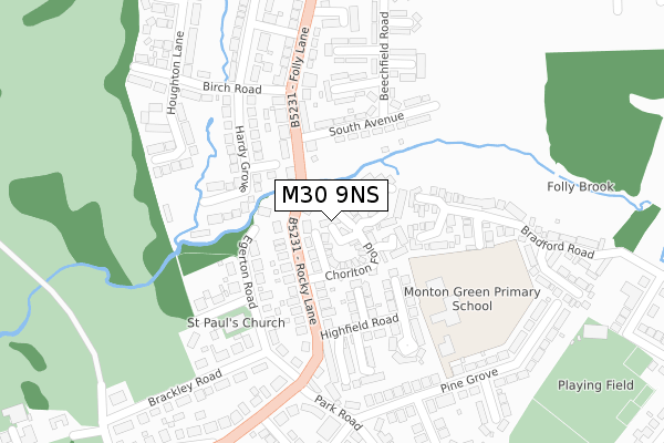 M30 9NS map - large scale - OS Open Zoomstack (Ordnance Survey)