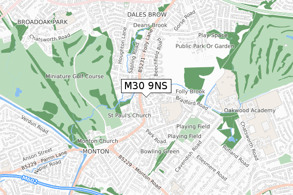 M30 9NS map - small scale - OS Open Zoomstack (Ordnance Survey)