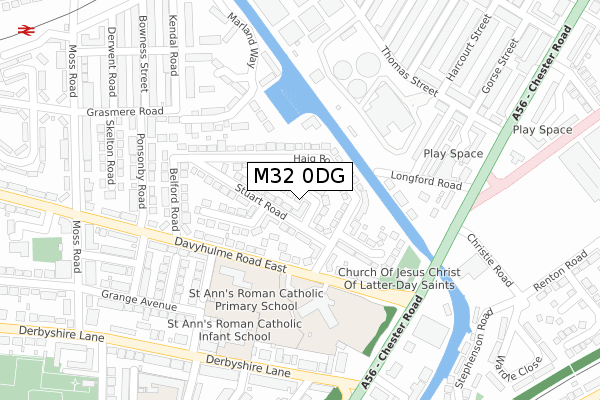 M32 0DG map - large scale - OS Open Zoomstack (Ordnance Survey)