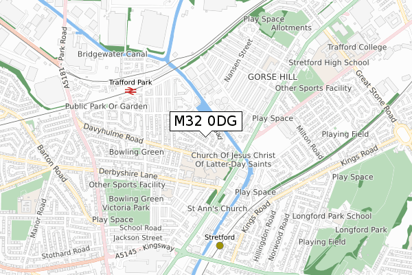 M32 0DG map - small scale - OS Open Zoomstack (Ordnance Survey)