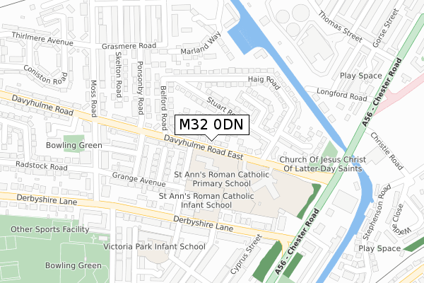 M32 0DN map - large scale - OS Open Zoomstack (Ordnance Survey)