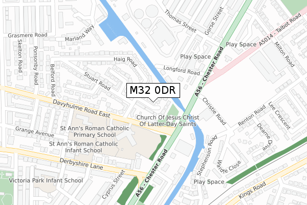 M32 0DR map - large scale - OS Open Zoomstack (Ordnance Survey)