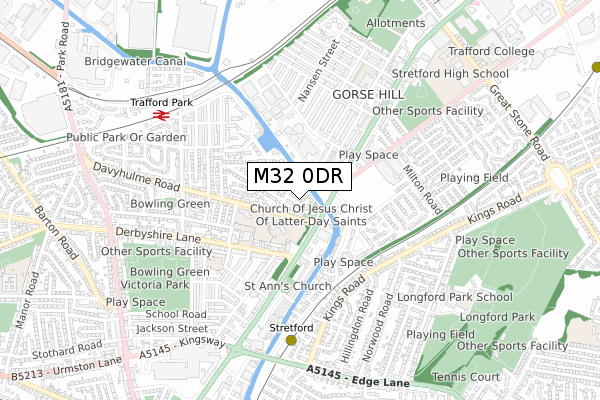 M32 0DR map - small scale - OS Open Zoomstack (Ordnance Survey)