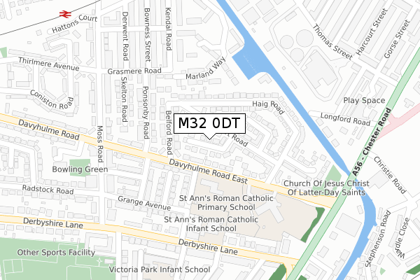 M32 0DT map - large scale - OS Open Zoomstack (Ordnance Survey)