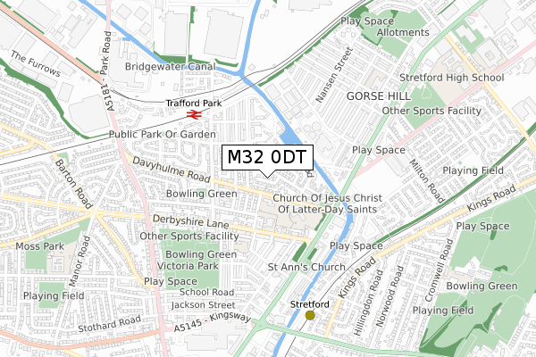 M32 0DT map - small scale - OS Open Zoomstack (Ordnance Survey)