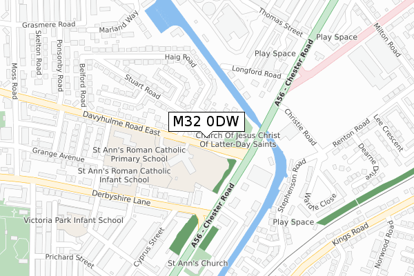 M32 0DW map - large scale - OS Open Zoomstack (Ordnance Survey)