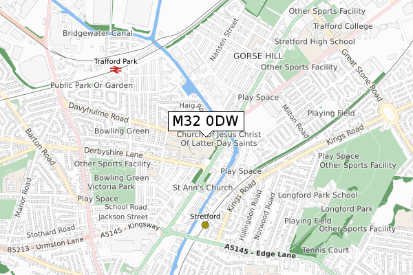 M32 0DW map - small scale - OS Open Zoomstack (Ordnance Survey)