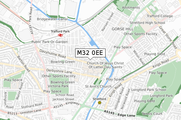 M32 0EE map - small scale - OS Open Zoomstack (Ordnance Survey)