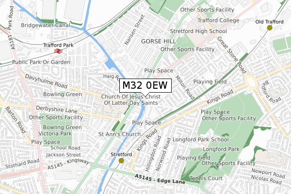 M32 0EW map - small scale - OS Open Zoomstack (Ordnance Survey)