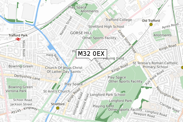 M32 0EX map - small scale - OS Open Zoomstack (Ordnance Survey)