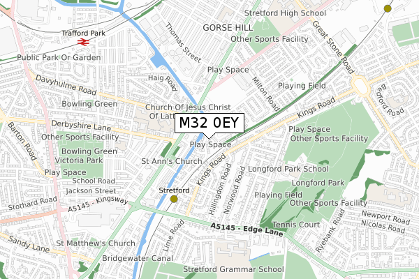 M32 0EY map - small scale - OS Open Zoomstack (Ordnance Survey)