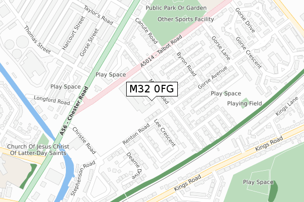 M32 0FG map - large scale - OS Open Zoomstack (Ordnance Survey)