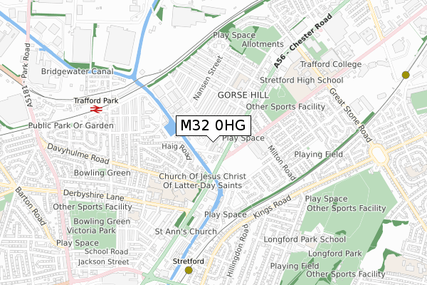 M32 0HG map - small scale - OS Open Zoomstack (Ordnance Survey)