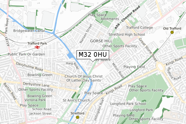 M32 0HU map - small scale - OS Open Zoomstack (Ordnance Survey)