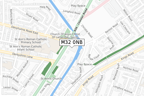 M32 0NB map - large scale - OS Open Zoomstack (Ordnance Survey)