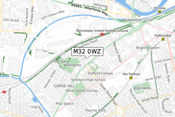 M32 0WZ map - small scale - OS Open Zoomstack (Ordnance Survey)