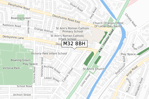 M32 8BH map - large scale - OS Open Zoomstack (Ordnance Survey)