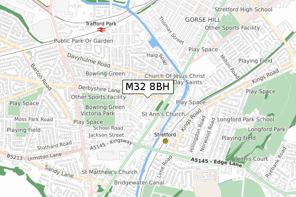 M32 8BH map - small scale - OS Open Zoomstack (Ordnance Survey)