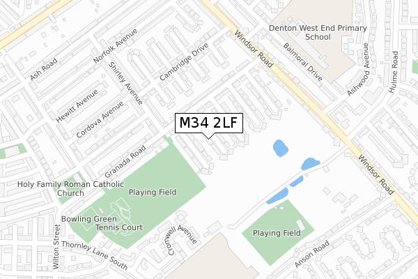 M34 2LF map - large scale - OS Open Zoomstack (Ordnance Survey)